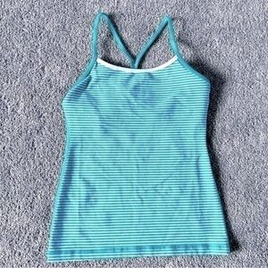 Lululemon Power Y green and white stripe tank top size 6